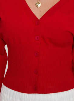 product Princess Polly Wistfully Knit Cardigan Red Jumpers 