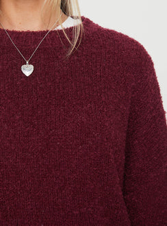product Princess Polly Niomie Knit Sweater Burgundy Longline Jumpers Jumpers 
