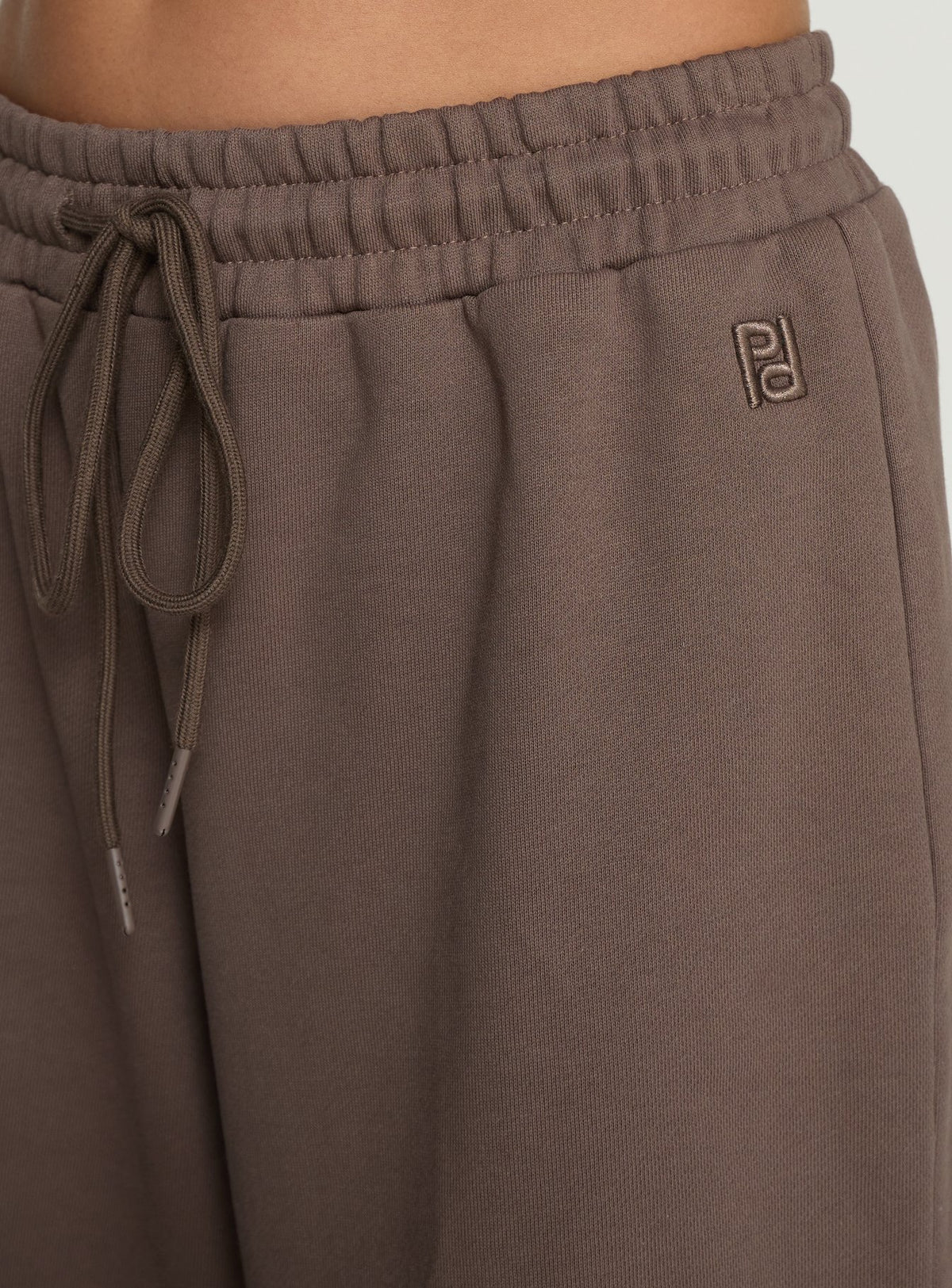 back view of model wearing Princess Polly All Day Straight Leg Sweatpants Mocha Mid Rise Pants Pants 