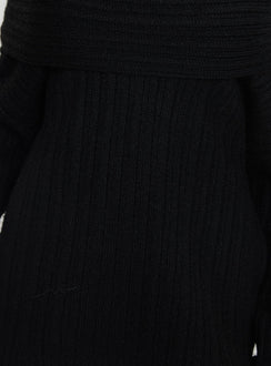 product Princess Polly Snowie Off Shoulder Knit Sweater Black Longline Jumpers Jumpers 