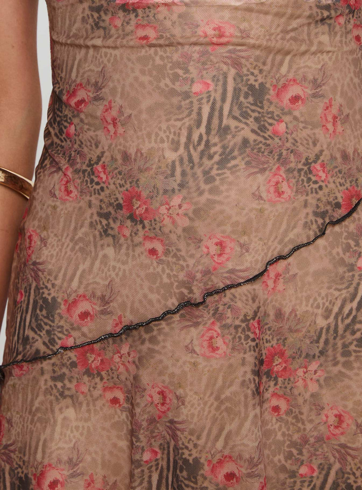 back view of model wearing Princess Polly Frilled To Be Here Mini Dress Multi Plunger 