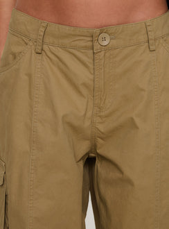 back view of model wearing Princess Polly Major General Cargo Pant Taupe Low Rise Pants Pants 