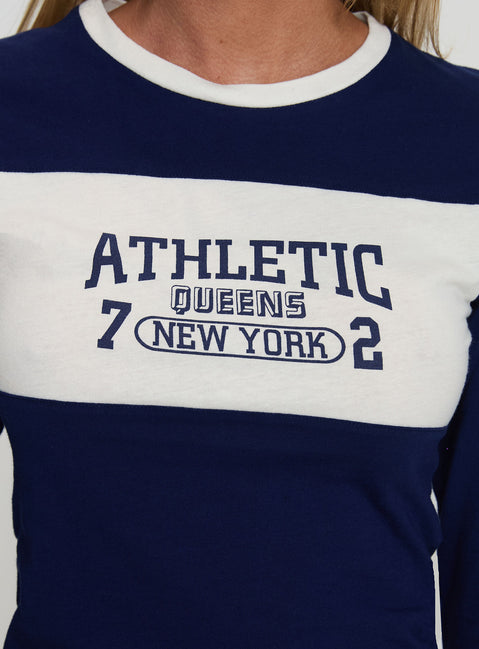 product Princess Polly 72 Athletic Long Sleeve Top Blue Full Sleeves Crew Neck 