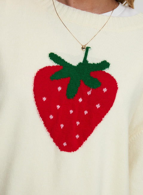 product Princess Polly Living Is Easy Knit Sweater White Longline Jumpers Jumpers 