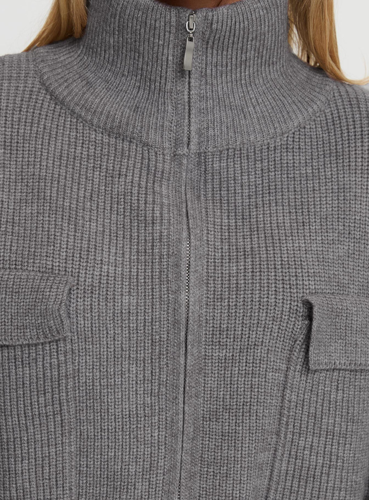 product Princess Polly Too Busy Zip Up Sweater Grey Cropped Jumpers Jumpers 