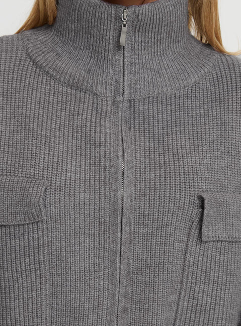 product Princess Polly Too Busy Zip Up Sweater Grey Cropped Jumpers Jumpers 