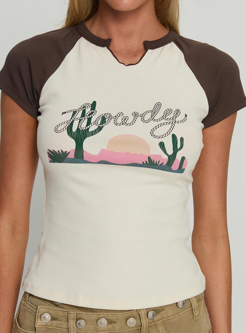 Howdy Cowgirl Graphic Top Cream