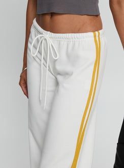 back view of model wearing Princess Polly Elation Low Rise Straight Leg Track Pant White Low Rise Pants Pants 
