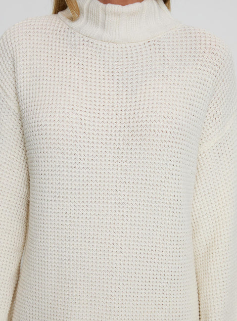 product Princess Polly Tarin Knit Mini Dress Cream High Neck 