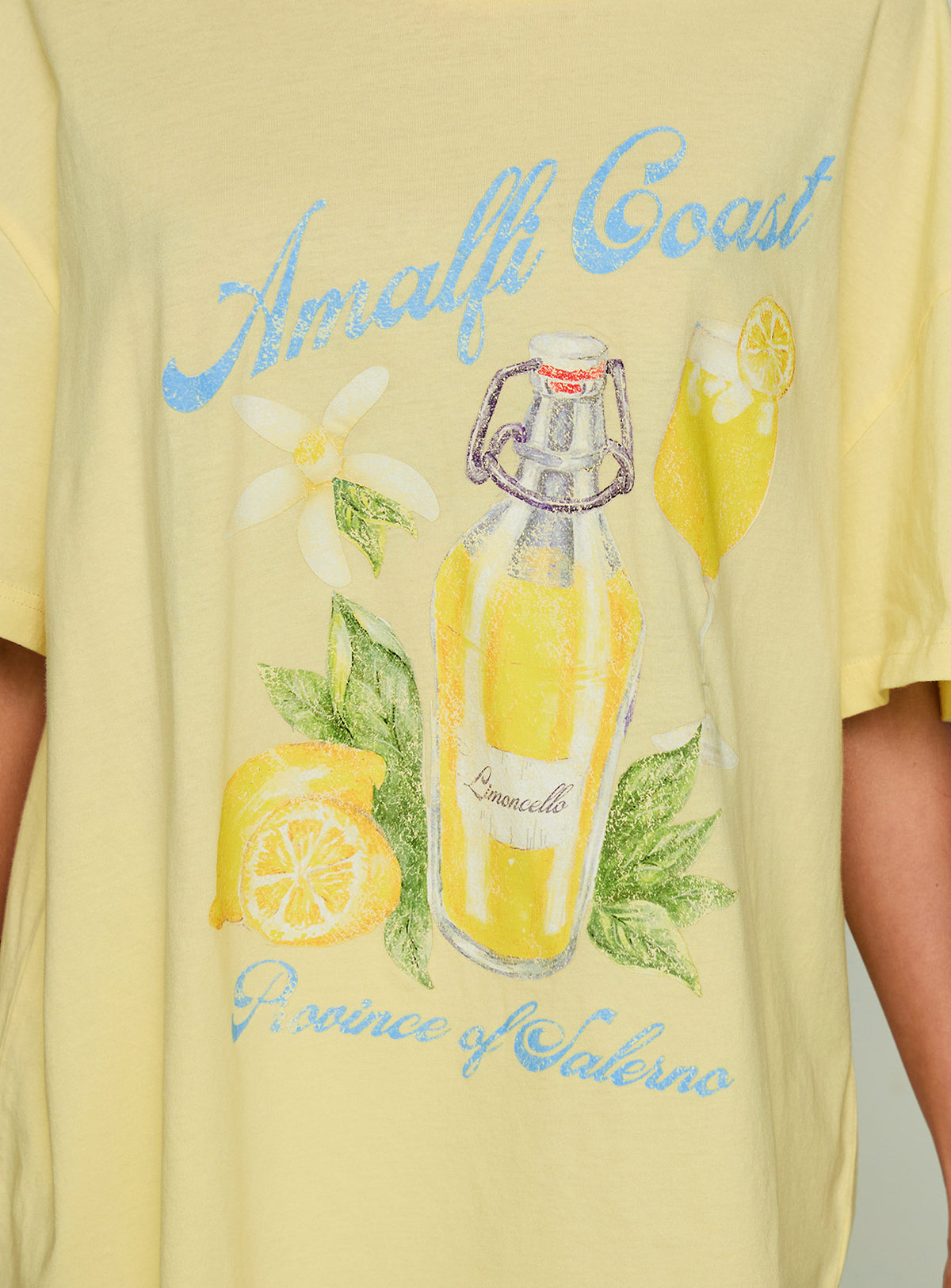 product Princess Polly Amalfi Coast Oversized Graphic Tee Pastel Yellow Half Sleeves Crew Neck 