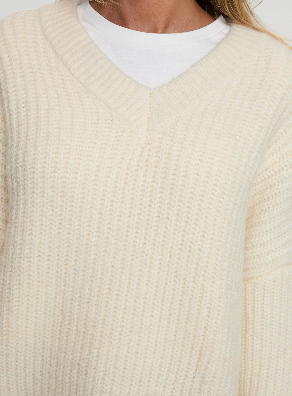 product Princess Polly Have It All V Neck Knit Sweater Cream Long 