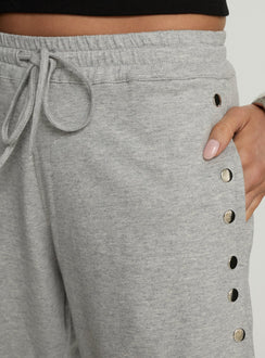 back view of model wearing Princess Polly Kether Longline Basketball Studs Short Grey Marle Mid Rise Pants Pants 