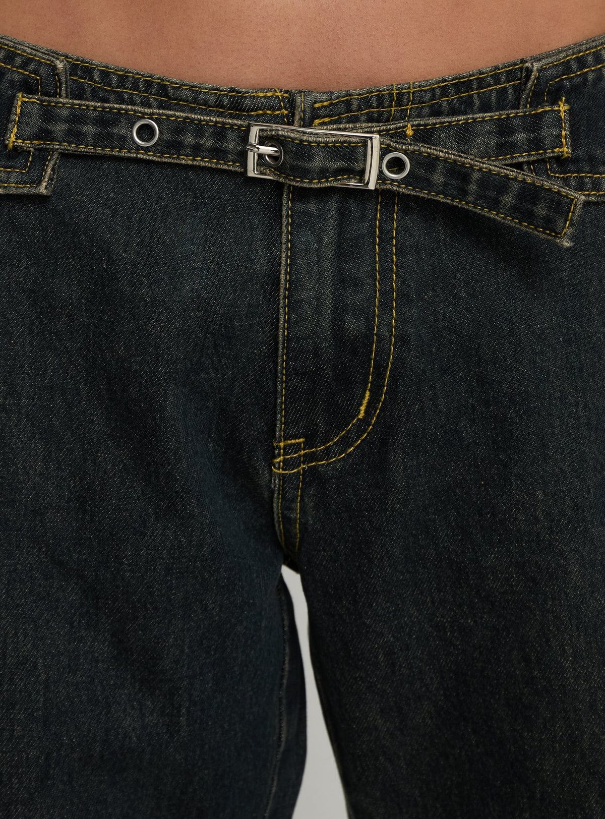 product Princess Polly Slow Ride Mid Rise Bootleg Belted Jeans Grunge Wash Mid Rise Jeans Jeans 