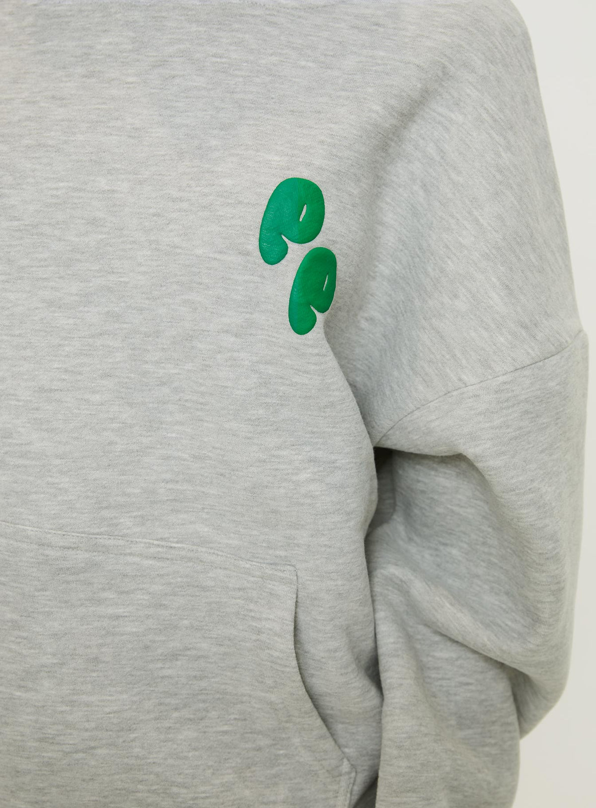 product Princess Polly Princess Polly Hooded Sweatshirt Bubble Text Grey Marle / Green Jumpers 