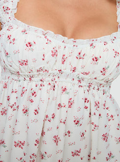 product Princess Polly Carlita Mini Dress White Floral Sweetheart Neckline 