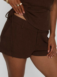La Dulce Tailored Linen Micro Short Chocolate