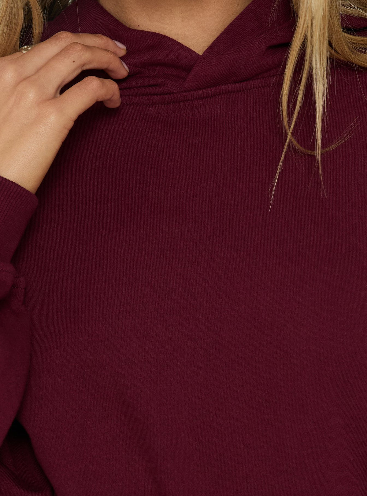 Introducing the Mayse Bubble Hem Cropped Hoodie Cherry womens-jumpers with short length Princess Polly