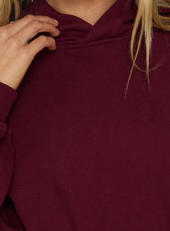 Introducing the Mayse Bubble Hem Cropped Hoodie Cherry womens-jumpers with short length Princess Polly