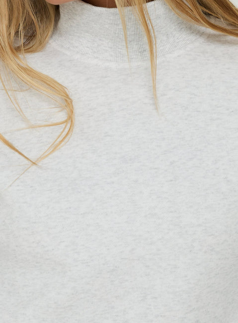 Highlighting the Anyya Funnel Neck Crew Jumper Grey Marle womens jumper in short length product Princess Polly