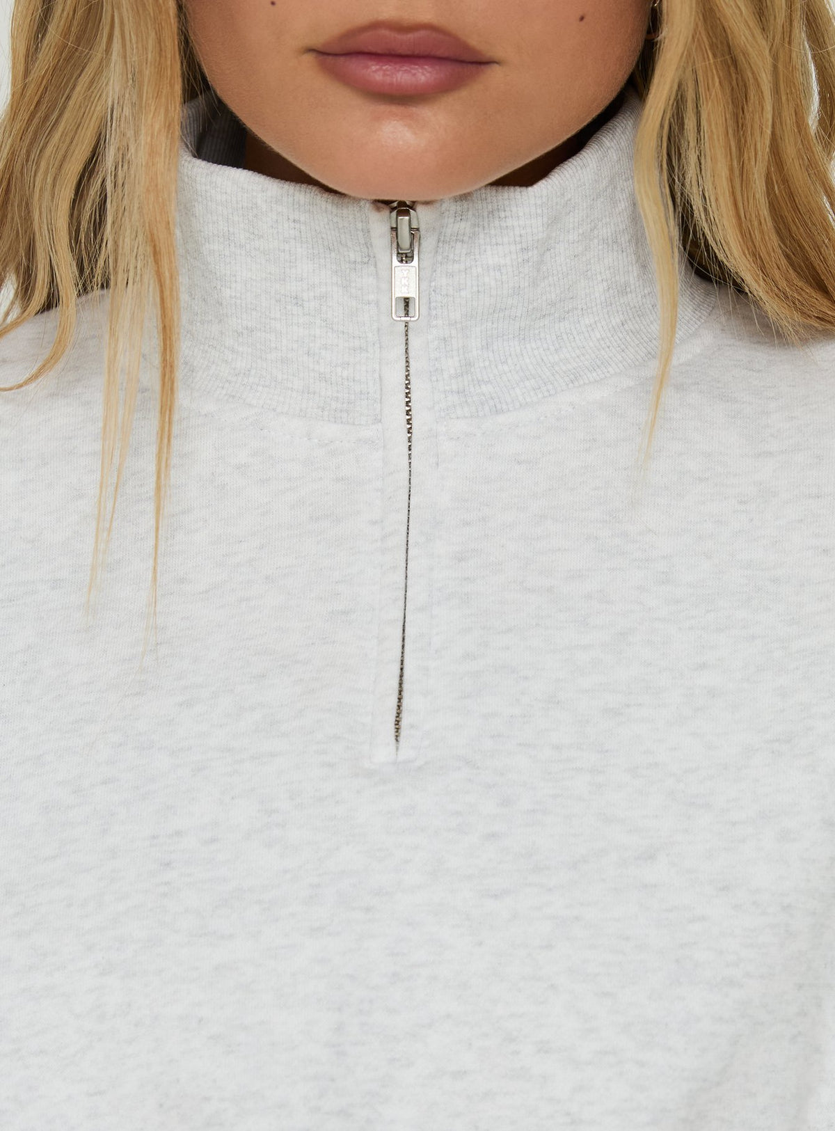 Presenting the Astridd 3/4 Zip Cropped Jumper Grey Marle womens jumper with short length product Princess Polly