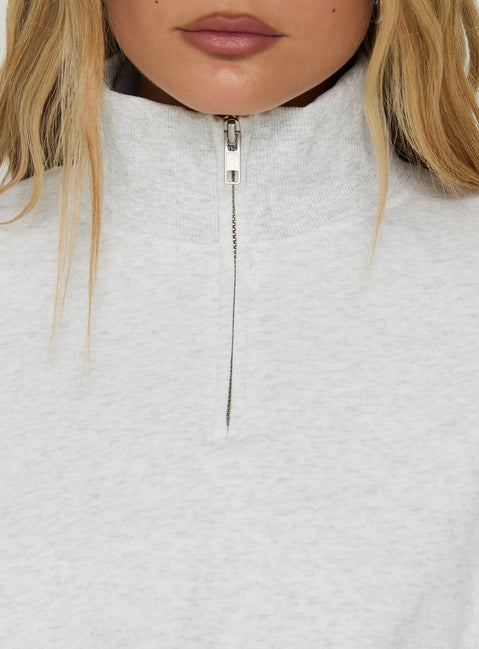 Presenting the Astridd 3/4 Zip Cropped Jumper Grey Marle womens jumper with short length product Princess Polly