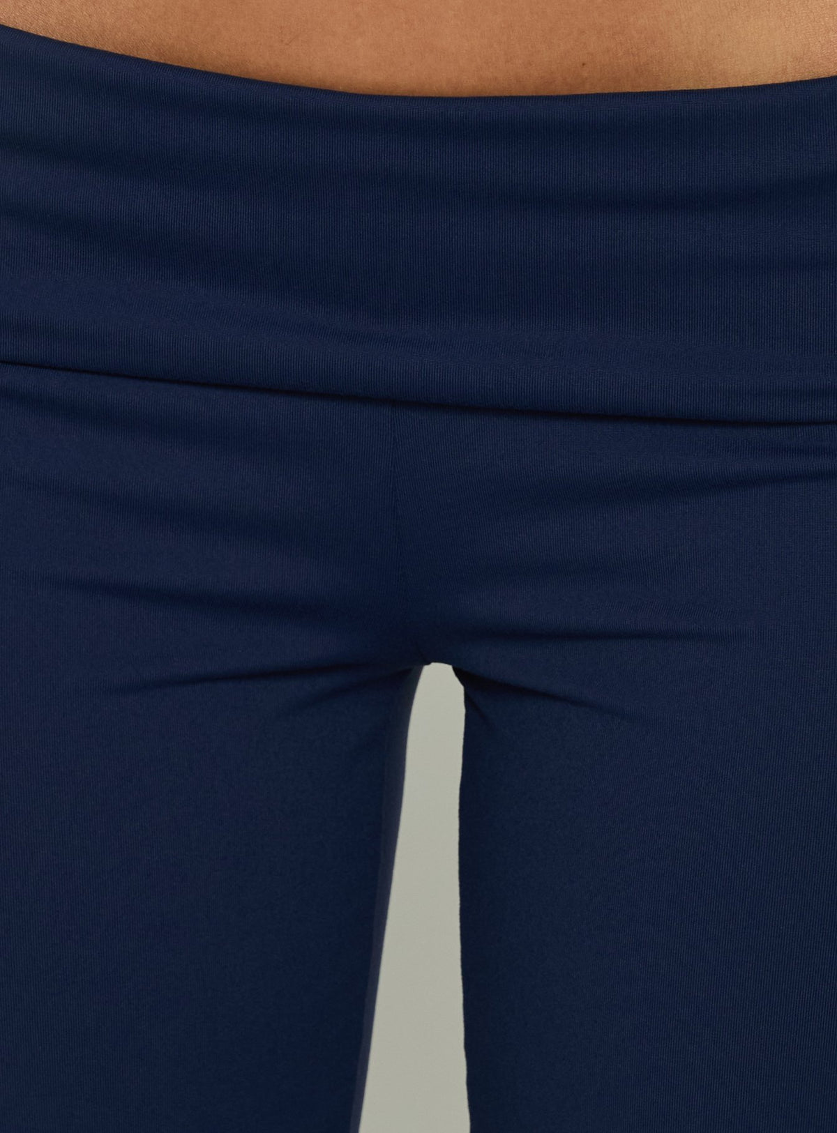 Capturing the Daily Define Foldover Waist Pants Navy womens-regular-pants featuring high-rise wide-leg design on-body Princess Polly
