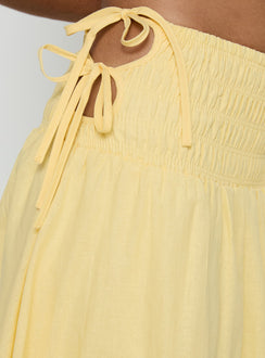 product Princess Polly Vence Ruched Maxi Skirt Lemon Yellow Maxi Skirts Skirts 