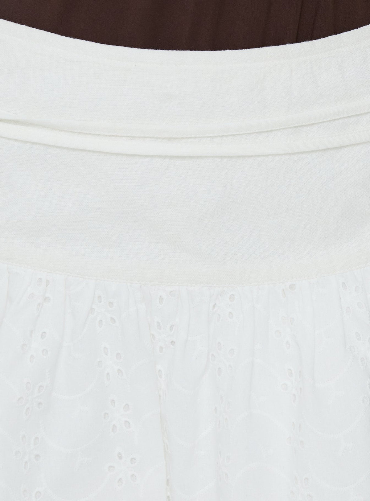 Designed with the Elisea Tie Detail Broderie Mini Skirt White in womens-skirts featuring mini length Princess Polly