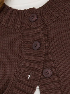 Crafted from the Edern Cardigan Chocolate womens-jumpers in short length product Princess Polly