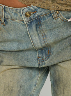 Crafted with Top Model Jean Stone Blue womens-jeans featuring high-rise waist detail Princess Polly