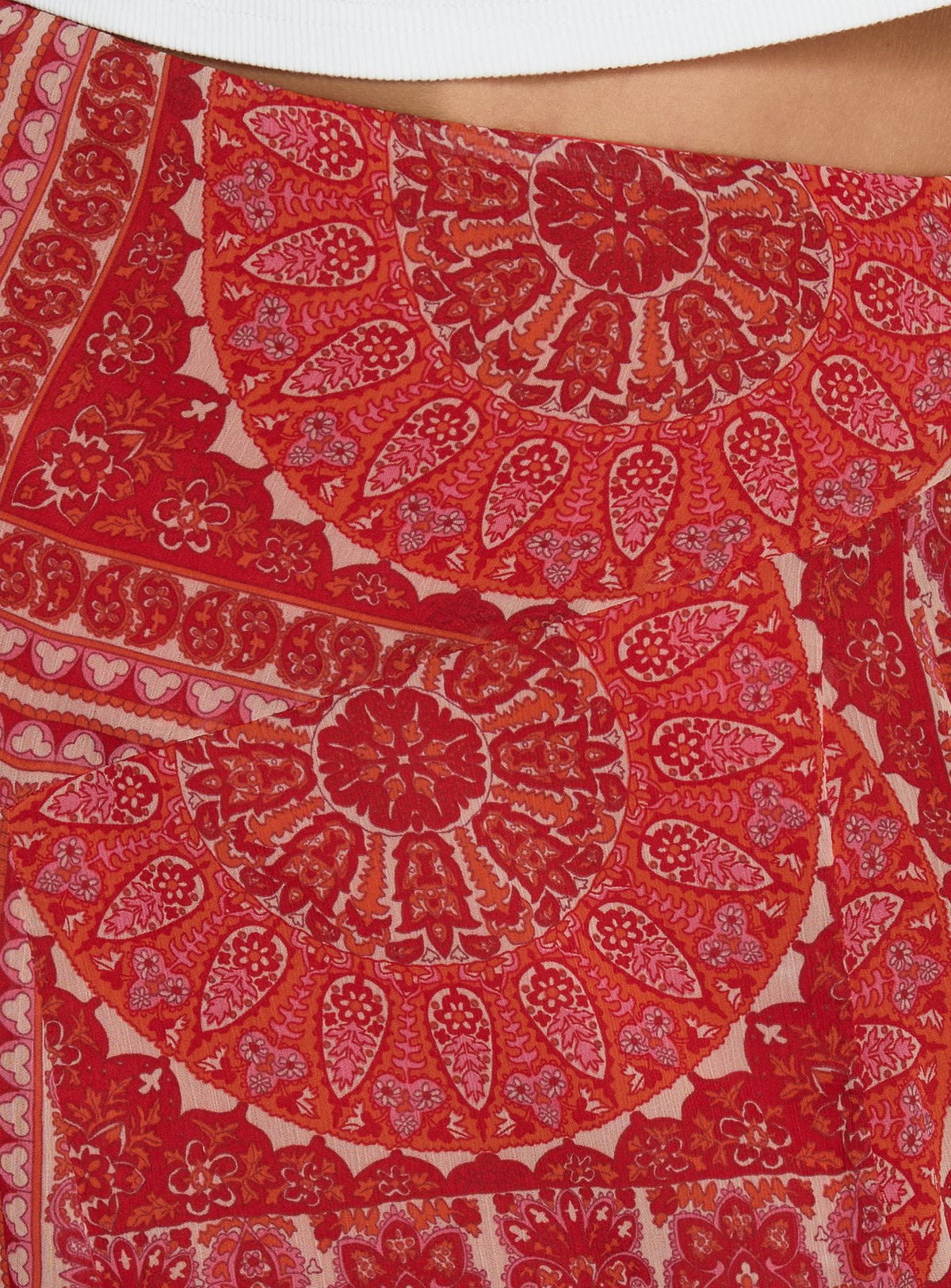 product Princess Polly Raenah Asymmetrical Midi Skirt Red Paisley Skirts 