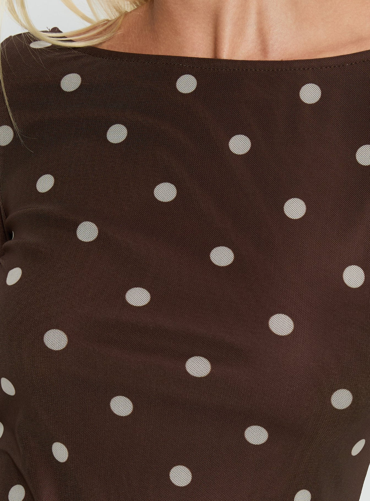 Lukea Long Sleeve Mini Dress Brown Polka Dot