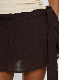 product Princess Polly Reviva Ruched Wrap Mini Skirt Chocolate Mini Skirts Skirts 