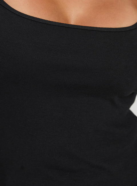 product Princess Polly Baseline Long Sleeve Top Black Curve Full Sleeves Square Neck 