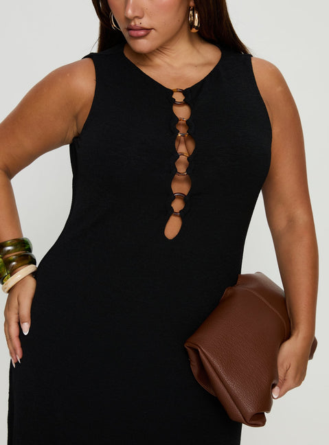 Dejonge Ring Sleeveless Maxi Dress Black Curve