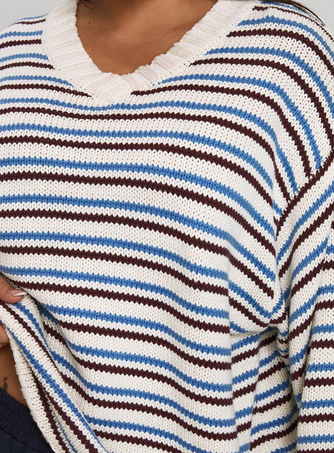 product Princess Polly Karolyn Sweater Blue Stripe Curve Jumpers 