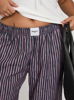 back view of model wearing Princess Polly Beach House Pants Multi Curve High Rise Pants Pants 
