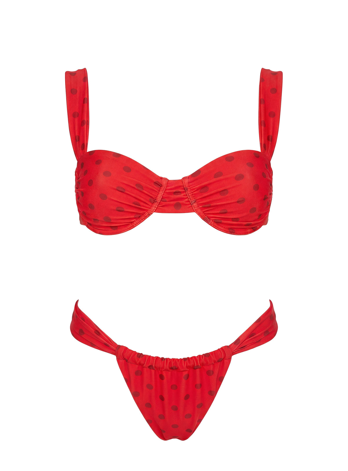 Calbira Cheeky Bikini Bottoms Red Polka