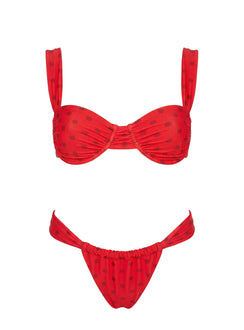 Calbira Cheeky Bikini Bottoms Red Polka
