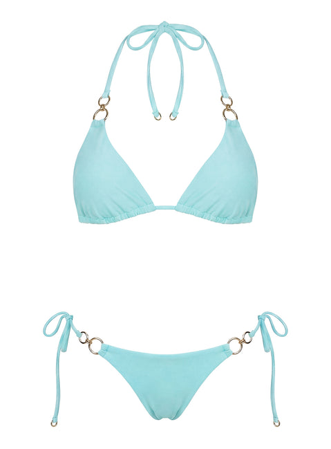 Sun Drenched Hardware Detail Bikini Top Blue