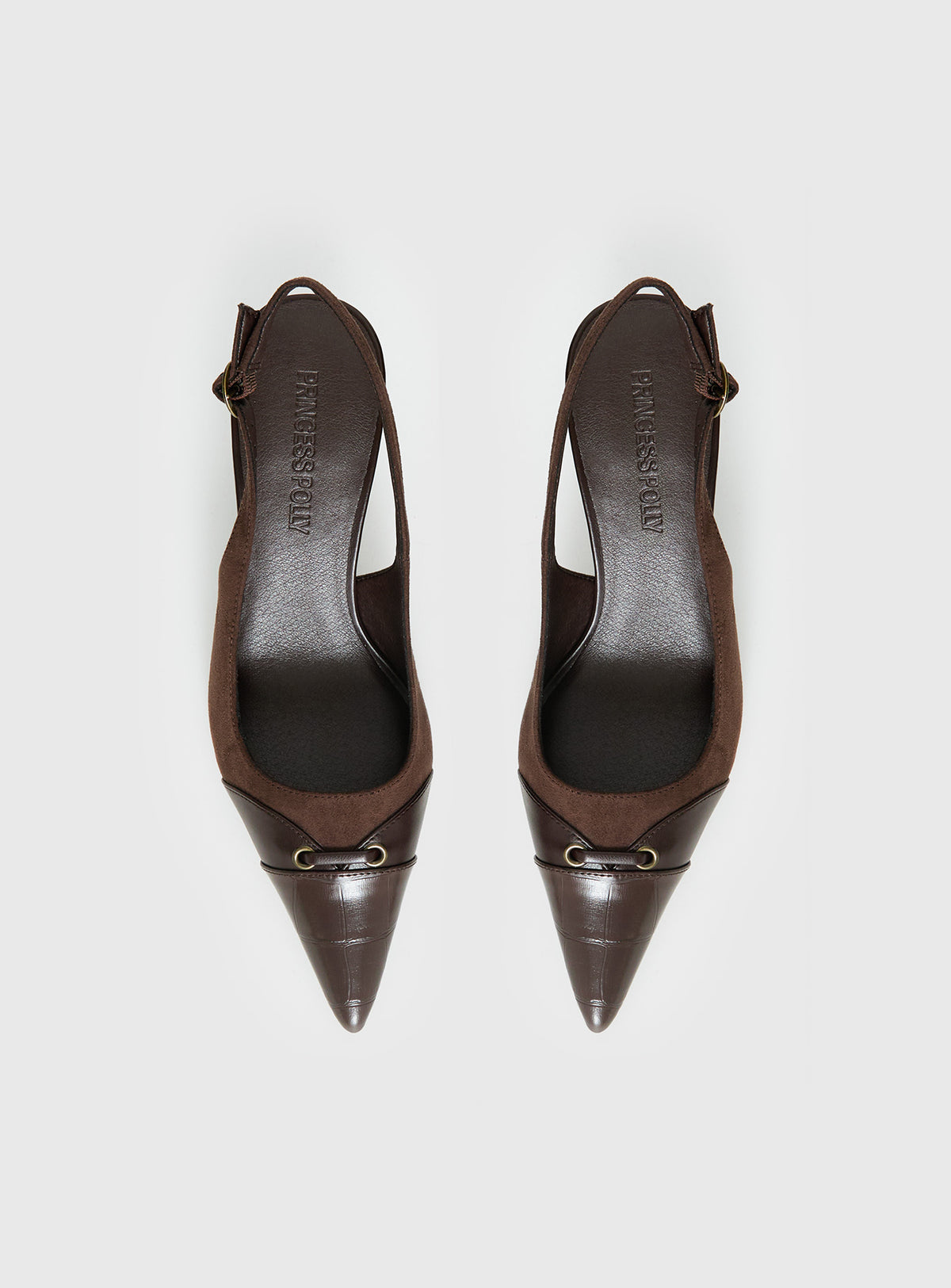 Tiptoe Slingback Heels Brown