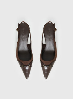 Tiptoe Slingback Heels Brown