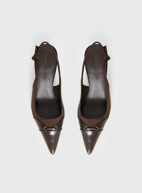 Tiptoe Slingback Heels Brown