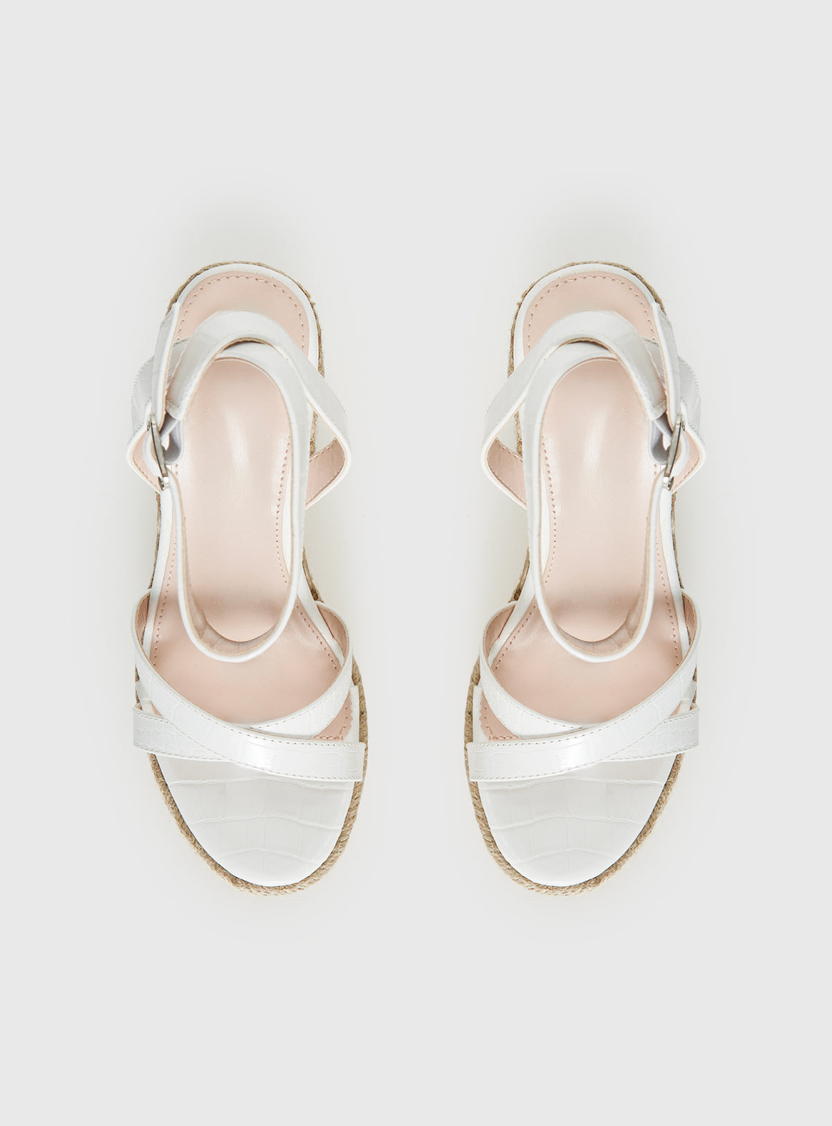 Jesper Espadrille Wedged Heels White Croc