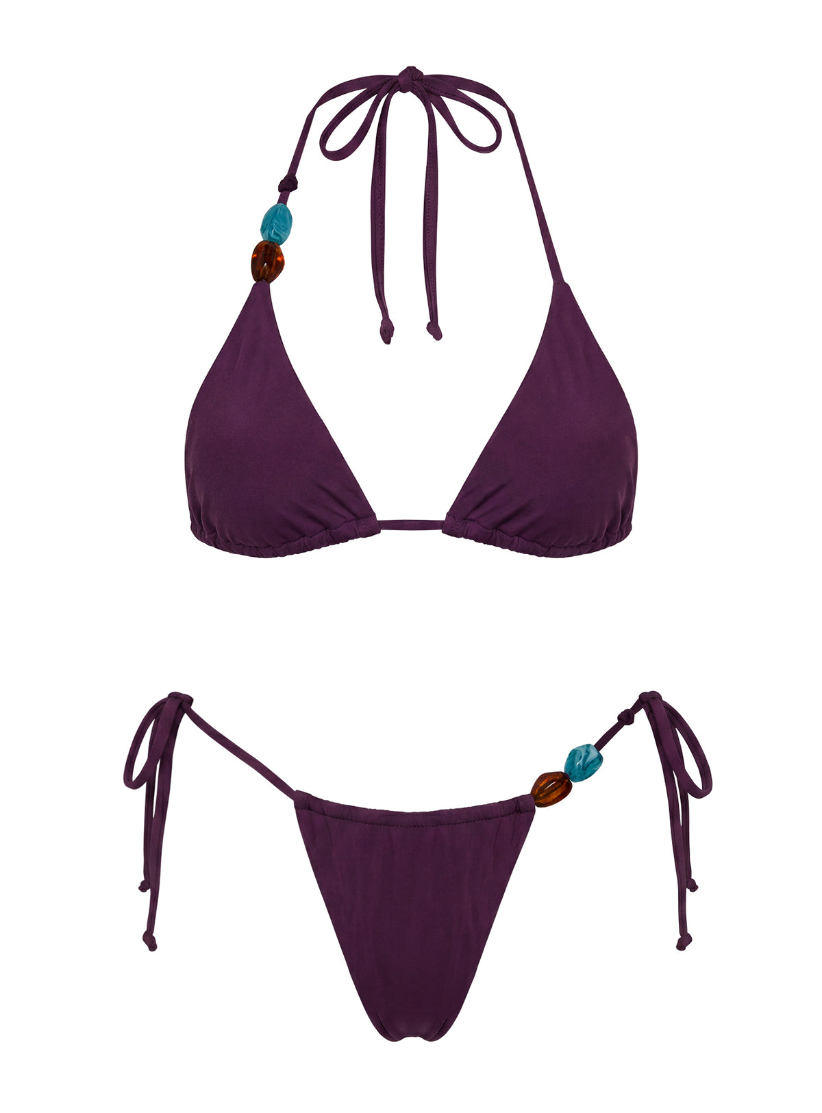 Nevaeh Beaded Triangle Bikini Top Purple