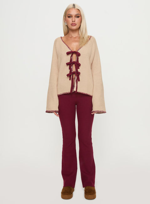 front view of model wearing Princess Polly Kiss Goodbye Knit Cardigan Multi regular Jumpers 