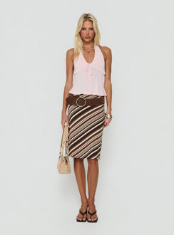 Introducing the Laykha Midi Skirt Multi Stripe womens-skirts in midi length front view of model wearing Princess Polly