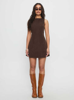 Alfalfa Corduroy Mini Dress Chocolate Petite