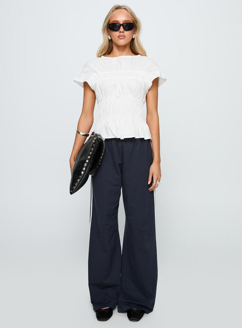 Dripping Diamonds Ruched Top White