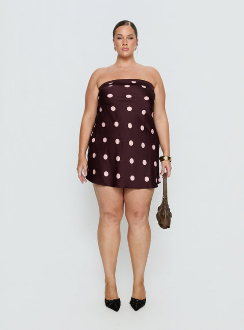 Phillipa Mini Dress Plum / Pink Polka Dot Curve